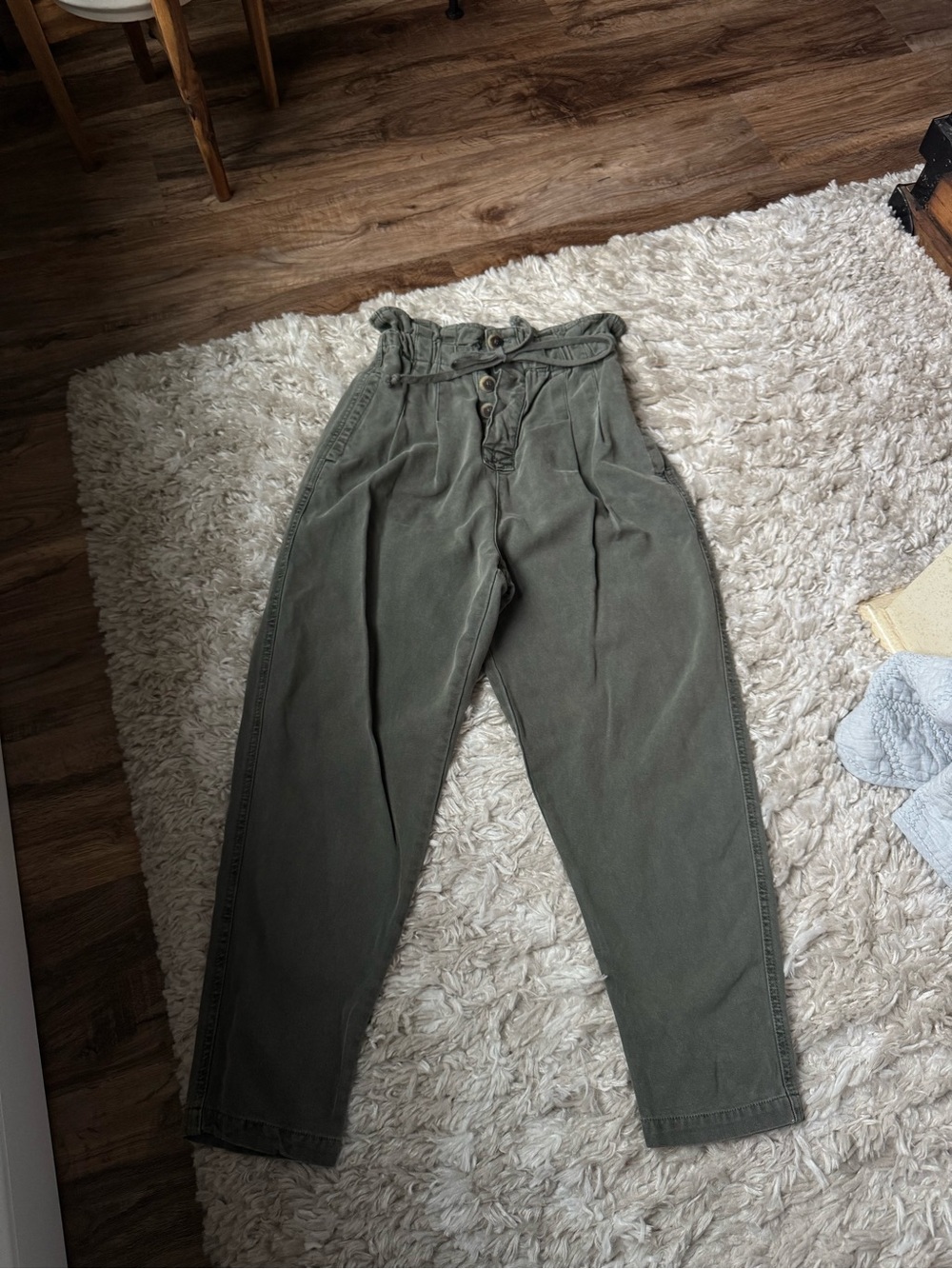 Free People Olive Green Tie Waist Pants